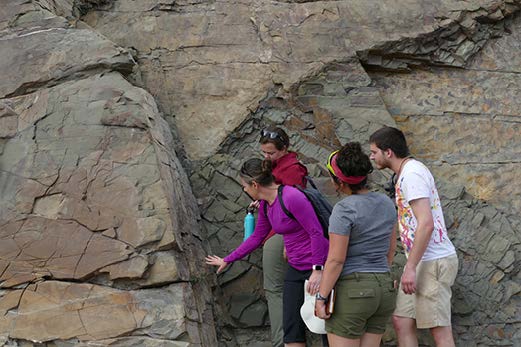 geology students engaging in research