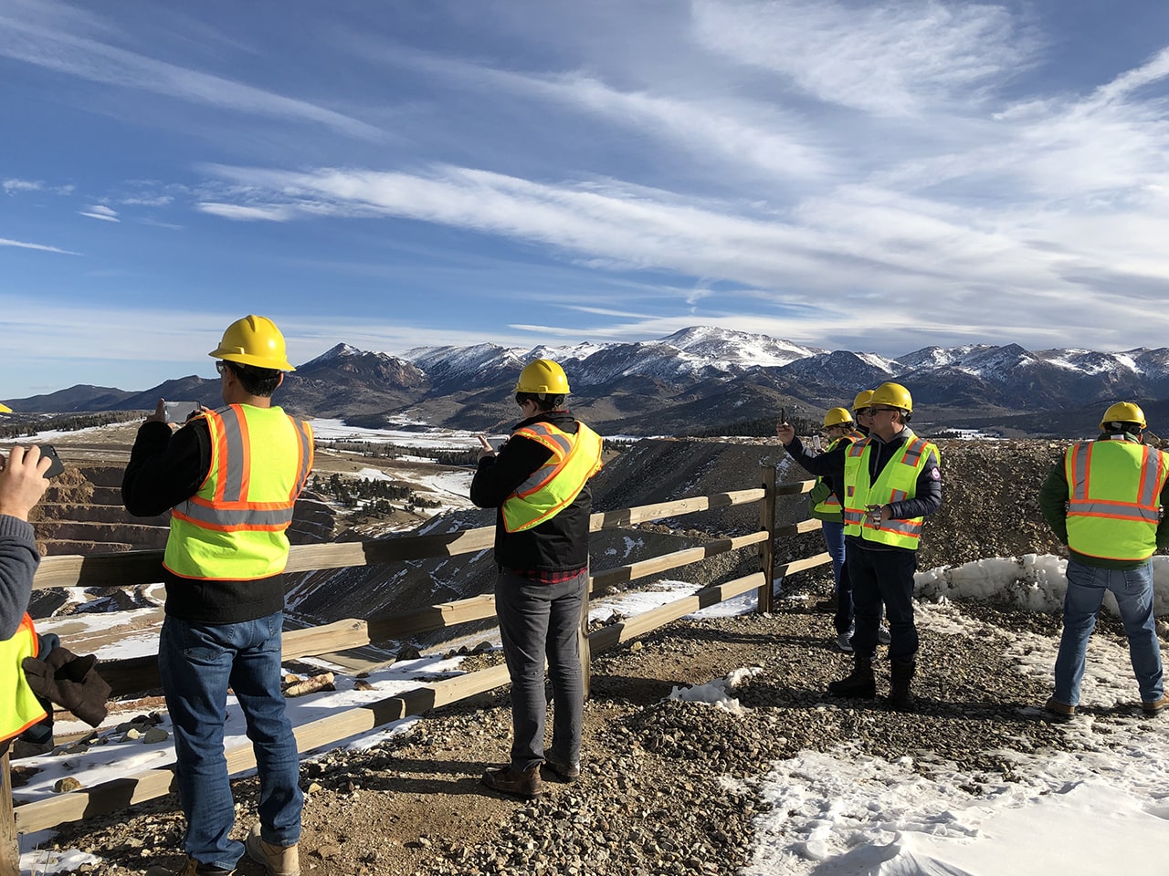 Students working in the field