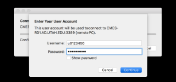 Pop up where you enter you username and password
